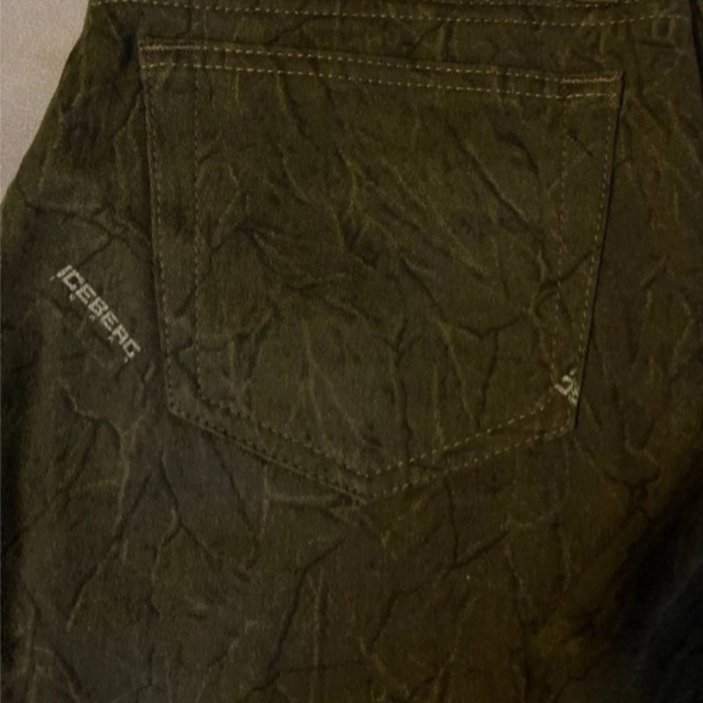 Vintage/Rate Y2K Womens  Iceberg Olive Green Forest Camo Textured Pants 32/12